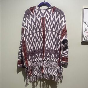 🎆Shrinking Violet Zigzag Fringe Sweater - Brown and Cream